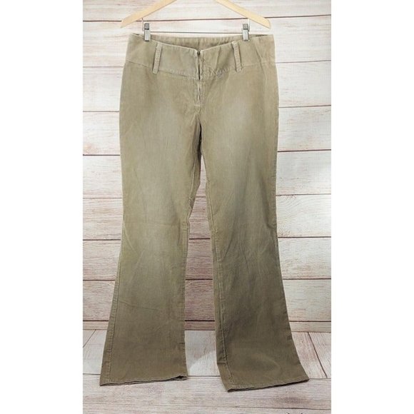 Women's Low Waist Corduroy Pants Vintage Wide Leg 70's Tan Flare End Jeans Sz 14 - Picture 1 of 12